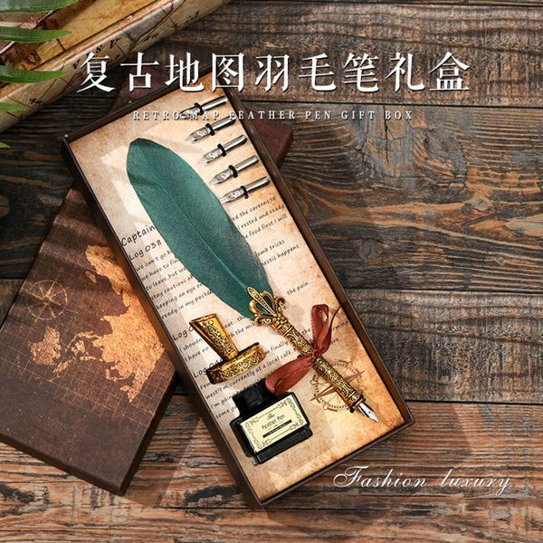 

the pen gift box creative pirate feather ink set student gift dip pen