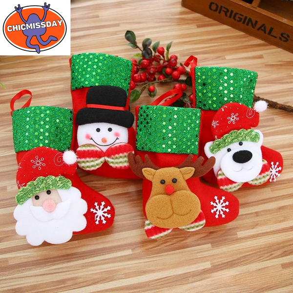 

mini christmas hanging socks cute candy gift bag snowman santa claus deer bear christmas stocking for christmas tree decor pendant 2020 825