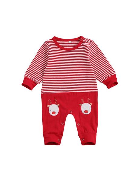 

christmas born baby girls boys rompers striped santa print patchwork o-neck long sleeve jumpsuits, Blue