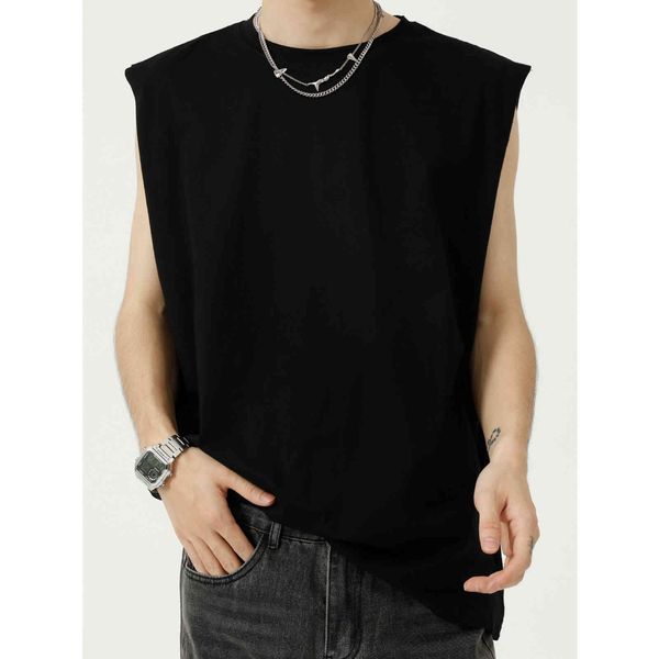 

mtl menswear | ins summer korean men's loose white waistcoat fitns sport svels t-shirt trend, White;black