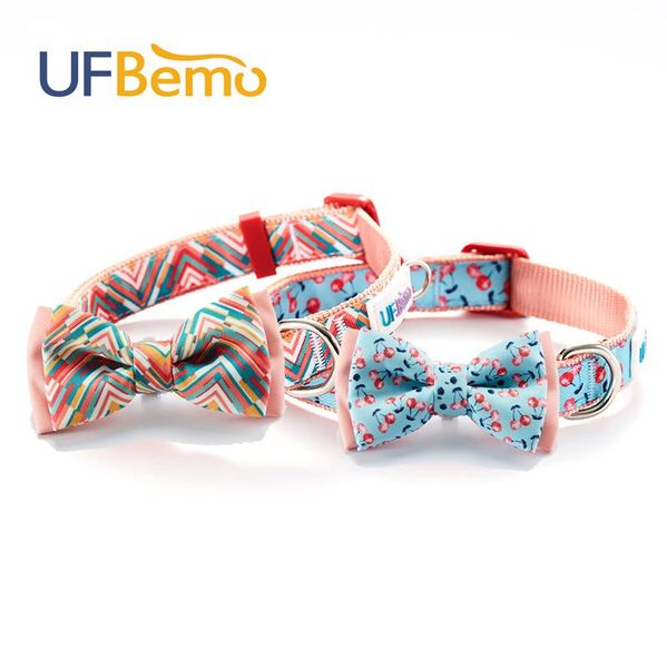 

dog collars & leashes ufbemo collar with bow tie leads print adjustable decorative pet necklace double layers for party holiday s,m,l dogs