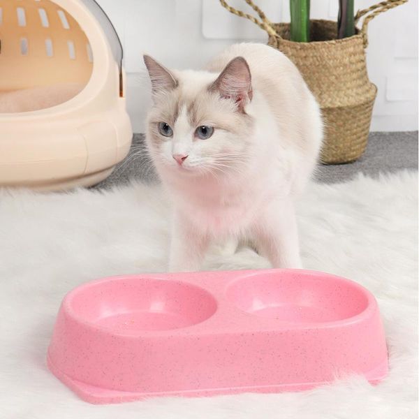 

dog bowls & feeders two styles pet bowl non-slip candy color cat rice double tableware easy to clean pets grid feeding waterer