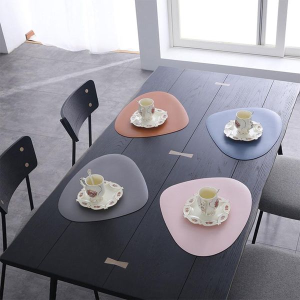 

mats & pads table solid color leather placemat heat insulation pad decorative mat for home restaurant cafe shops