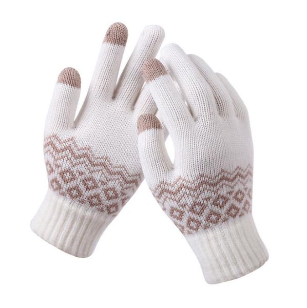

winter touch screen gloves others apparel texting warm knit touchscreen mittens elastic cuff for men women black navy white grey, Black;white