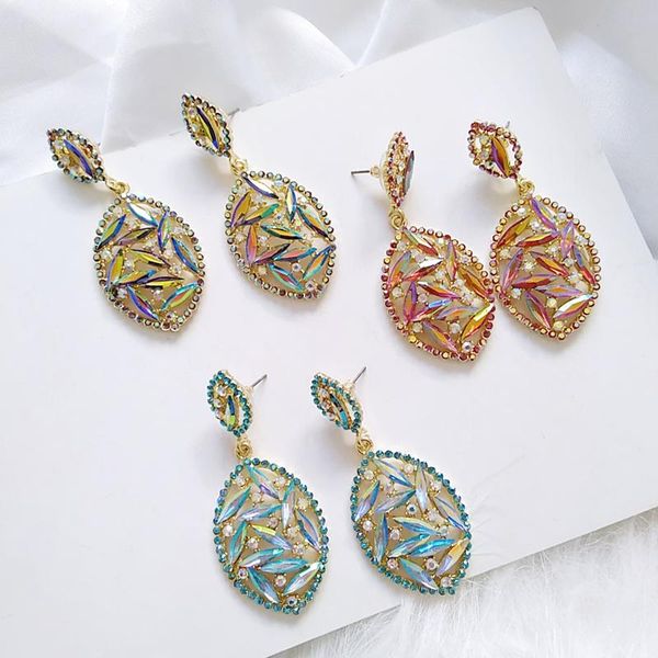 

ztech vintage retro full water drop rhinestones female earrings sweet long crystal jewelry dangle & chandelier, Silver