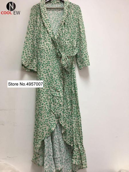 

casual dresses elfbop ladies printed midi dress - women wrap v neckline long with waist ties, Black;gray