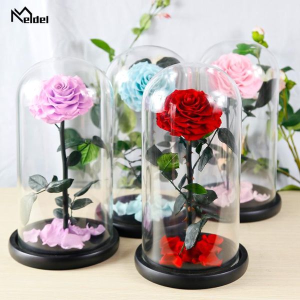 

decorative flowers & wreaths artificial preserved flower gift box white eternal red rose in a flask birthday wedding home party decor 17*32c