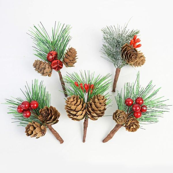 

factory outlet christmas decoration 3pcs artificial pine needles pine cones christmas flower wreath supplies fake plants
