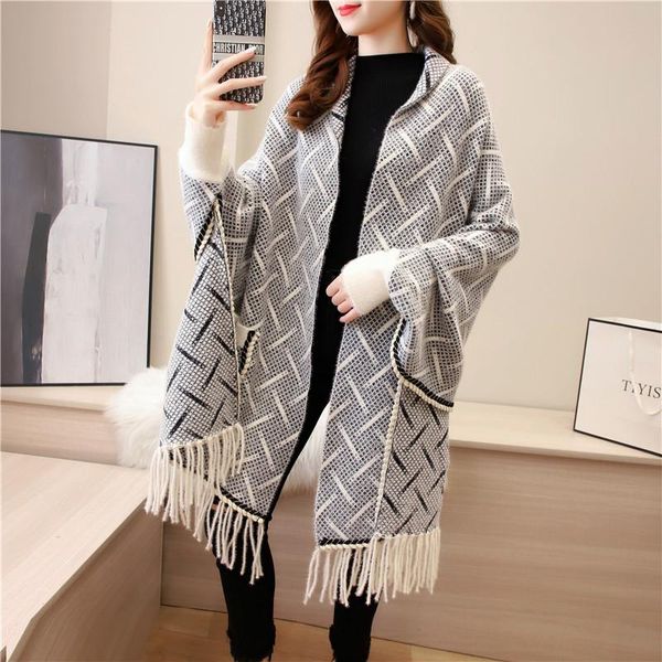 

scarves oversize wrap chal 2021 pashmina shawls cape soft poncho lady artificial cashmere muffler mujer bufanda autumn warm echarpes, Blue;gray
