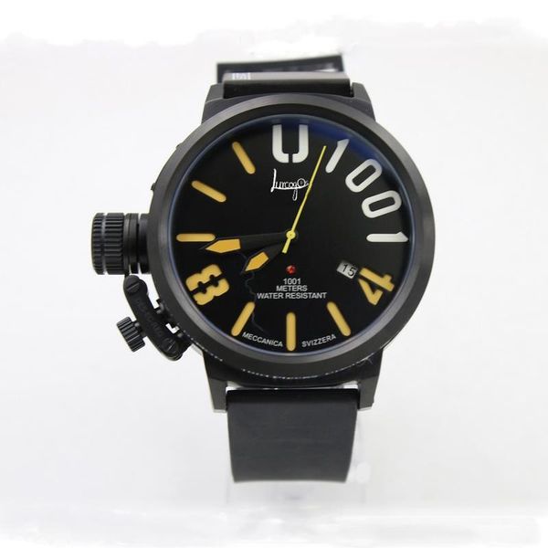 

wristwatches men luxury watch sapphire glass u style automatic self wind movement luminous needles boat, Slivery;brown