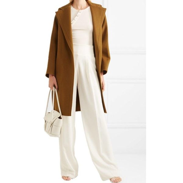 

women's wool & blends 2021 winter woman coat solid loose jacket lady woolen simple elegant long coats outerwear single button, Black
