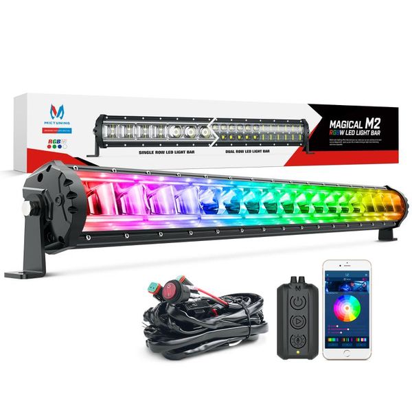 

working light mictuning magical m2 rgbw led bar single row 32 inch off road driving combo work with app control box wire