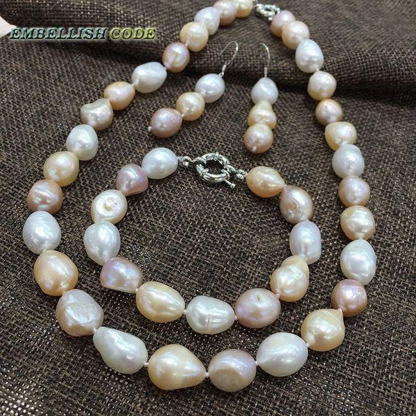 

earrings & necklace summer sheen semi baroque bracelet hook dangle earring pearl set mixed color white pink purple stely freshwater pearls, Silver