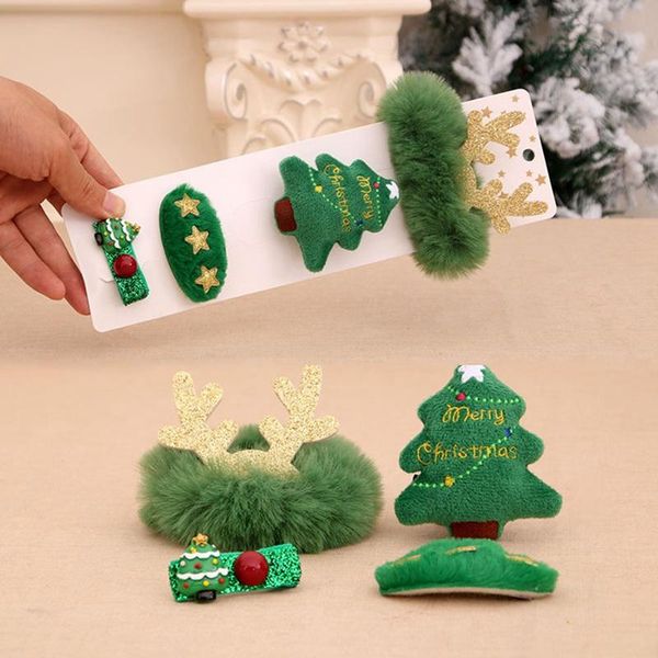 

hair accessories christmas set clip tree santa claus children bands baby hairpins headwear girl hairpin, Slivery;white