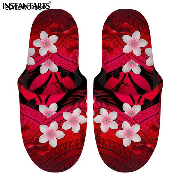 

style ladies winter cotton slipper polynesian plumeria printing women flat shoes comfort warm loafers indoor slippers, Black