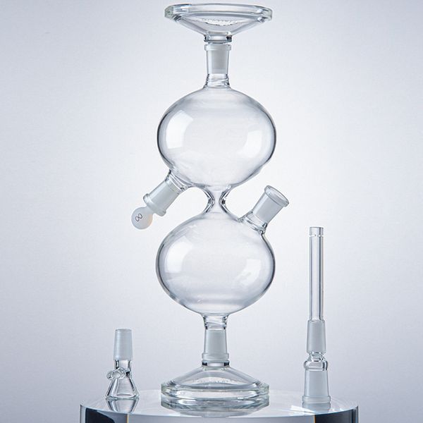 5 mm dicke Wasserpfeifen, universelle Schwerkraft-Wassergefäßrohre, Infinity-Wasserfall-Bong, 11-Zoll-Rig-Recycler-Glasbongs, 14-mm-Bubbler mit diffusem Downstem-Öl-Dab-Tool-Rigs