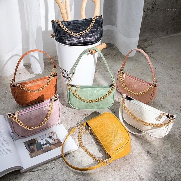 

evening bags women crocodile print shoulder bag adjustable strap chain handle zipper pu leather handbag fashion shell shape crossbody