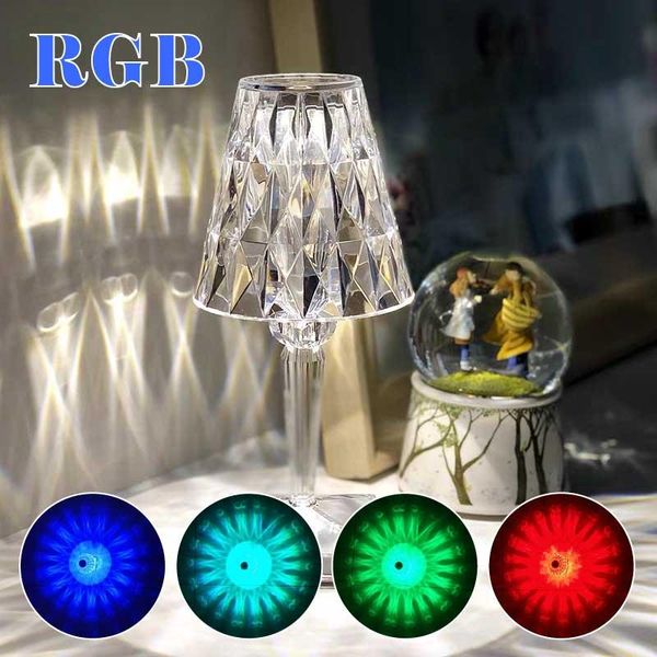 

table lamps italian design acrylic kartell lamp usb rechageable led night light touch sensor flower effection room el decor