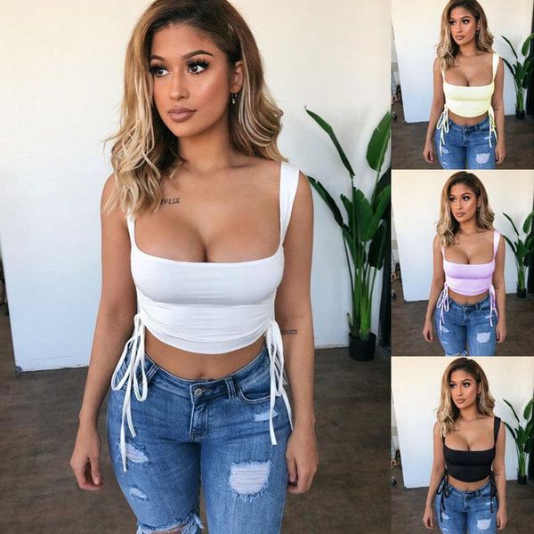 

women's t-shirt the 2021 europe and low-cut small vest smoke plait tight brief paragraph ins harness jacket that show hilum, White