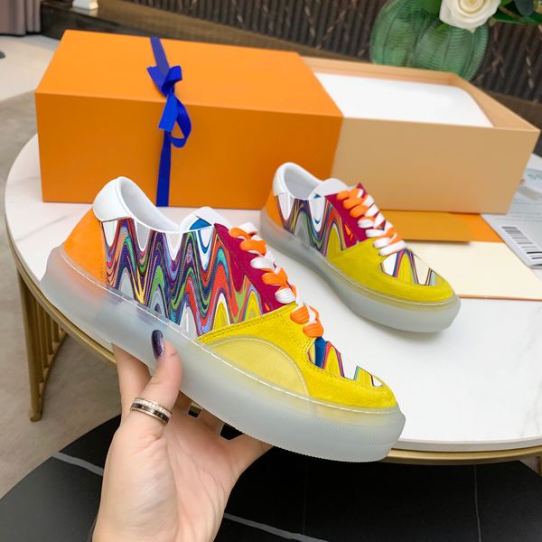 

luxury designers mens casual shoes fashion printing calfskin sneaker women rubber platform sneakers with box q-376, Black