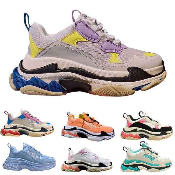 

paris 17fw fashion women sandals dad shoes triple s dunks sneakers for womens spring chaussures factory_footwear navy blue orange daddy trai, Black