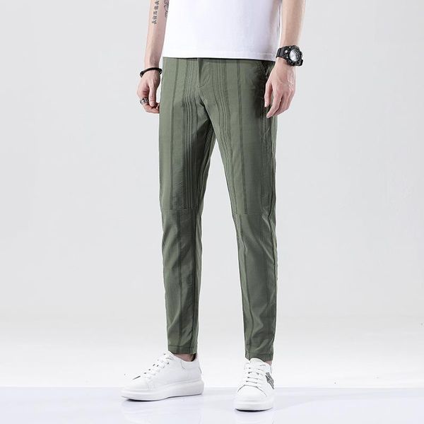 

men's pants casual 2021 summer korean sports drawstring hems black leggings