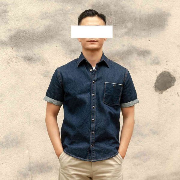 

blouses retro 60s white listed 10oz blue denim turn-up cuffs western shirts short sleeve, White;black