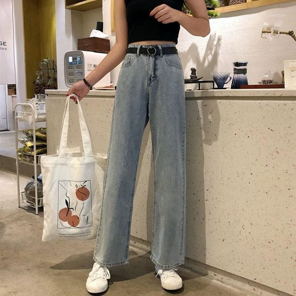 

women's jeans woman pants loose straight autumn and summer high waist for women pantalones vaqueros mujer, Blue