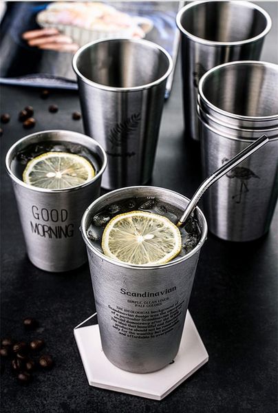 

mugs nordic industrial style 304 stainless steel spray paint beer mug cold water drink cup home office mouthwash