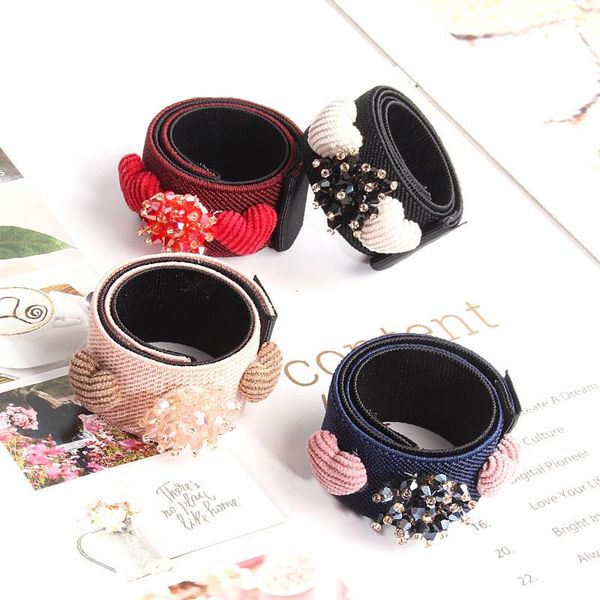 

fashion beautiful all-match ornament bracelet hand-knitted crystal rhinestone heart-shaped multi-purpose bangle jewelry, Black