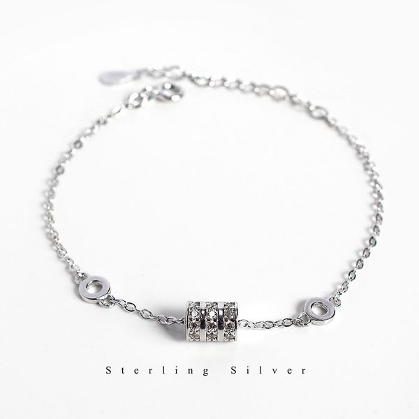 

s925 sterling silver link bracelets for women fashion linkchain hand simple jewelry woman delicate dainty chain girl gift 592678982732, Black