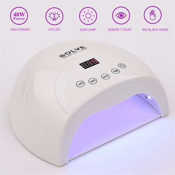 

48w nail lamp, portable led uv nail light nail dryer with 4 timer setting, senor for gel nails art tools 210320