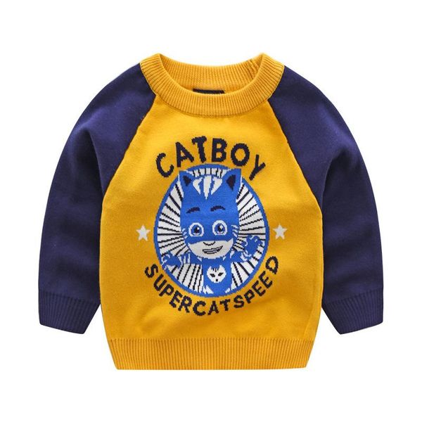 

cardigan autumn and winter kids boys sweaters casual knitted sweater cartoon cat, Blue