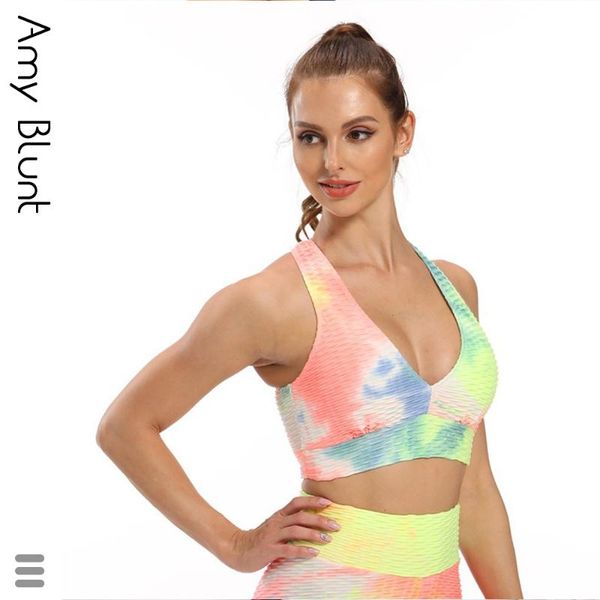 

tie dye yoga bra with padded spandex fitness crop fashion jacquard brassiere gym sports women activewear clothing, White;black