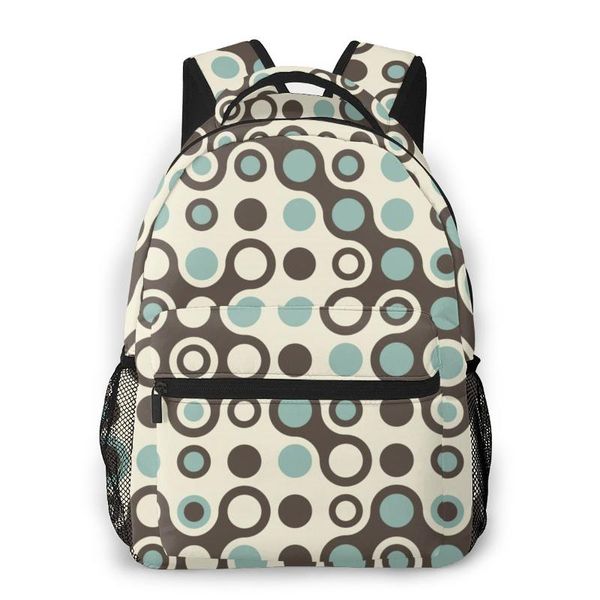 

backpack abstract retro blue grey and brown school bags casual for teenager girls shoulder bag travel
