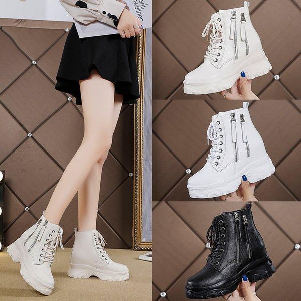 

boots women's fashion footwear winter warm plush leather casual ladies snow shoes botas de mujer femininas, Black