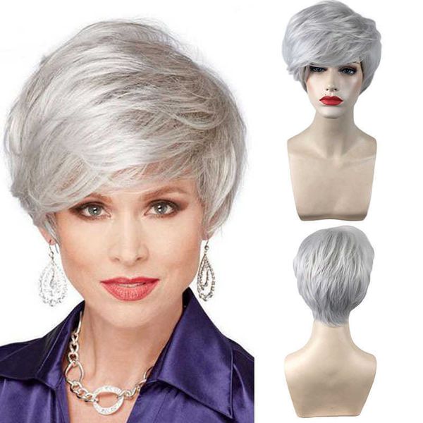 

short hair female ffy temperament middle-aged and elderly wig headgear direct sal, Black