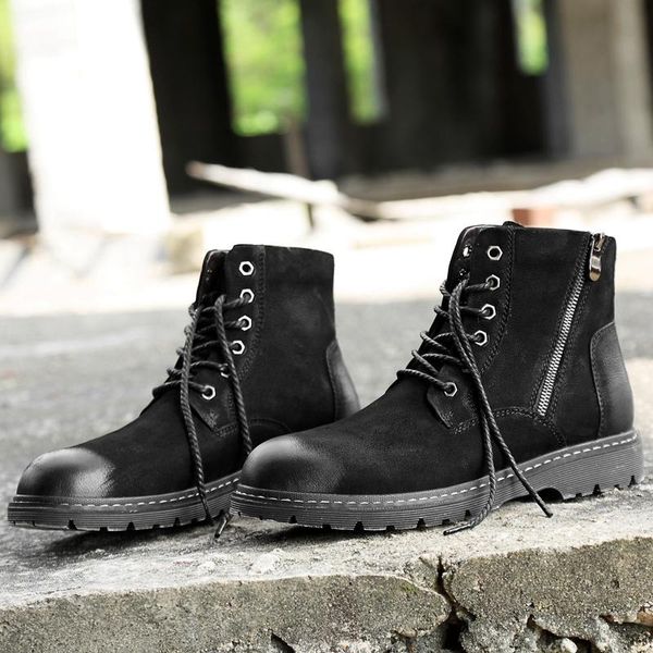 

boots mooregood fashion brand 2021 springtime style tlassic british man casual european and america, Black