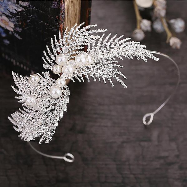 

hair clips & barrettes rhinestones pearls cluster leaf bands elegant crystal headband accessories hoop for girls kid bn, Golden;silver