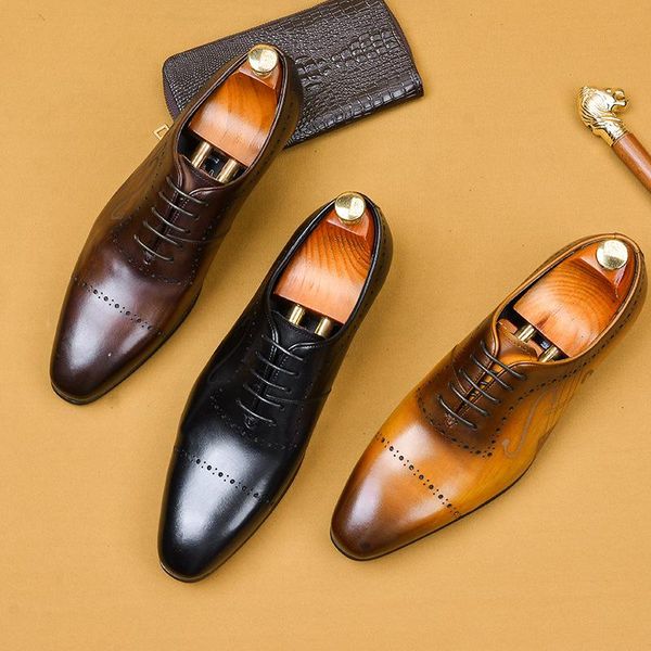 

dress shoes spring autumn winter all match cowhide casual mens genuine leather business men, Black