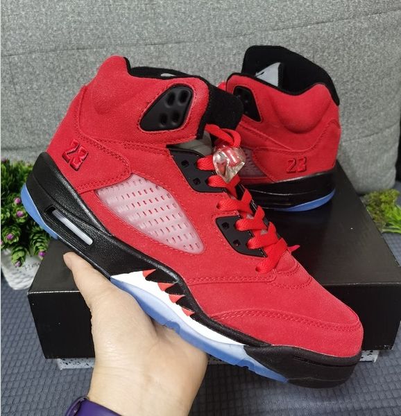 

5 raging bull men basketball shoes dd0587-600 5s red outdoor casual sneakers size 7~13 with box
