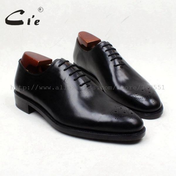 

dress shoes cie round toe cut-outs solid black 100%genuine calf leather outsole breathable goodyear welted men's shoe work flat ox657