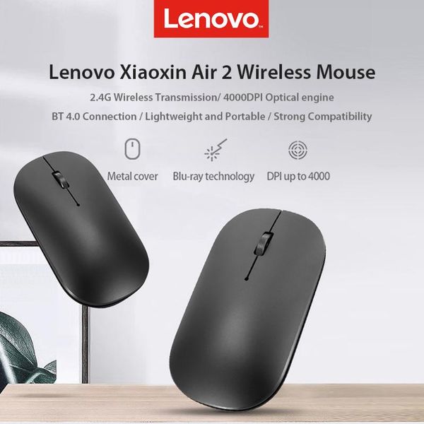 

mice lenovo xiaoxin air 2 4000dpi 2.4ghz wireless mouse with cnc polishing bluetooth 4.0 dual-mode for windows laptop