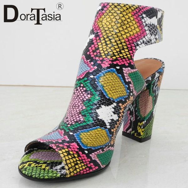 

ladies street cool colorful gladiator sandals mixed-color party women high block heels shoes woman, Black