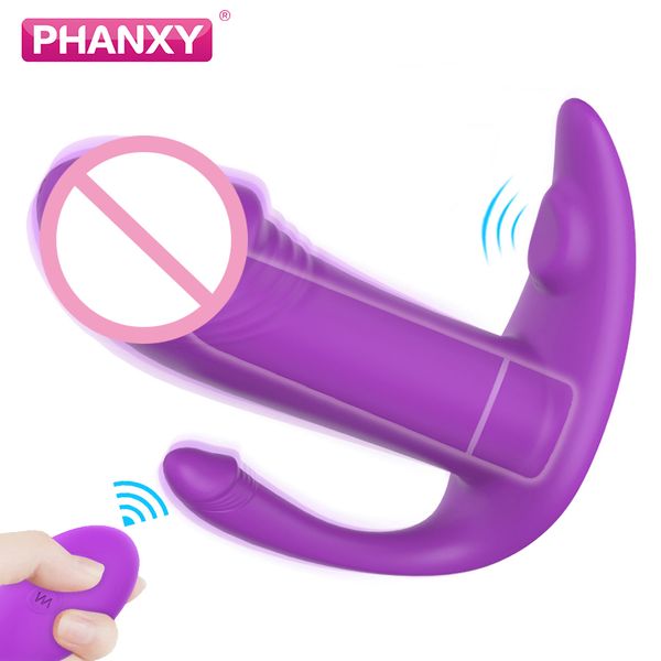 PHANXY Tragen Dildo Schmetterling Vibrator Höschen für Frauen Masturbator Drahtlose Unterwäsche Remote G-punkt Klitoris Stimulator Sex Spielzeug X0320