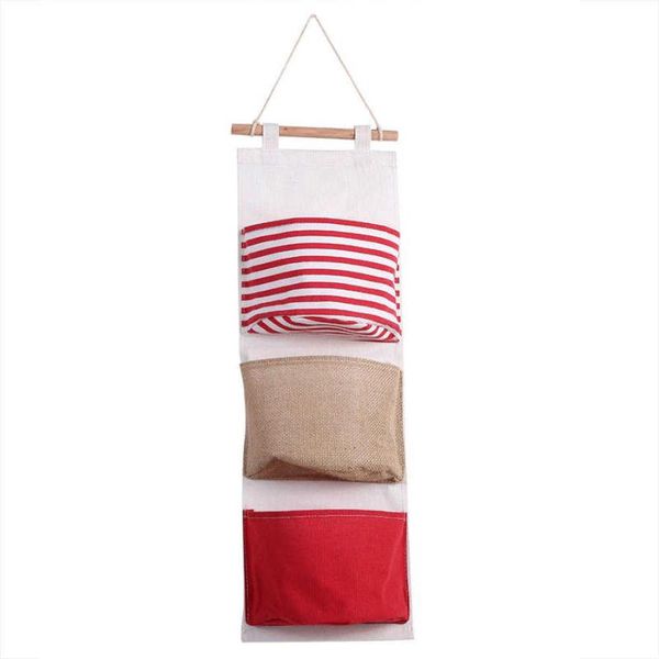 

storage bags wocume wall hanging bag -3layer linen wardrobe wallet