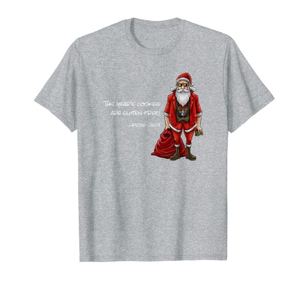 

this year's cookies are gluten - hipster santa claus t-shirt, White;black