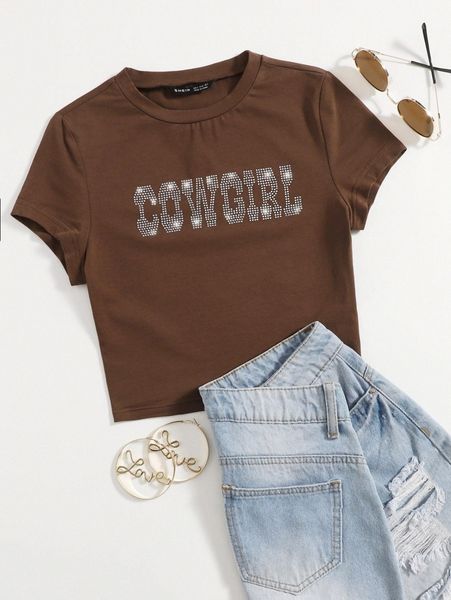 

rhinestone letter tee r3iu#, White