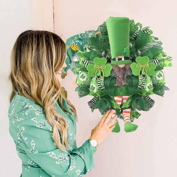 

door hanging st patrick's day leprechaun wreath clovers ribbon very weather wedding decoration decorations decorative objects & figurin