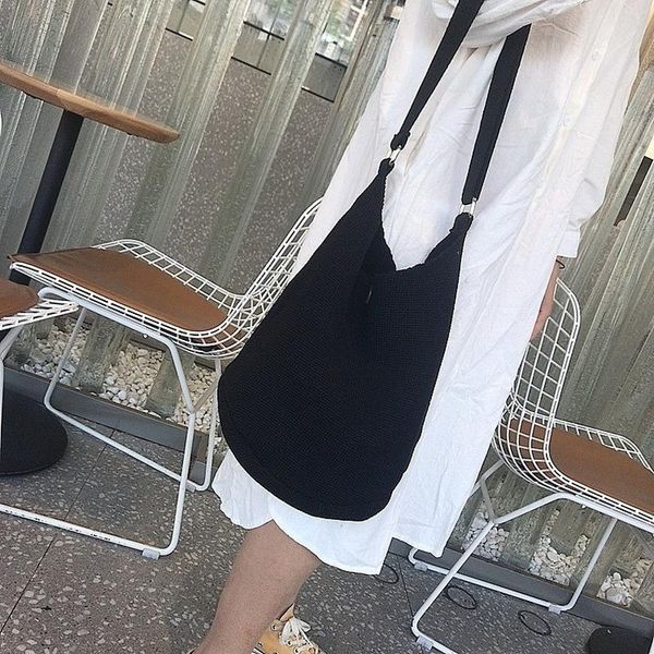 

evening bags bucket bag knitted fashion simple solid color personality autumn winter shoulder ins woven women